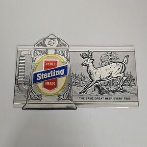 1974 STERLING Pure Beer Buck Deer Embosograph Metallic Sign Heileman Brewing